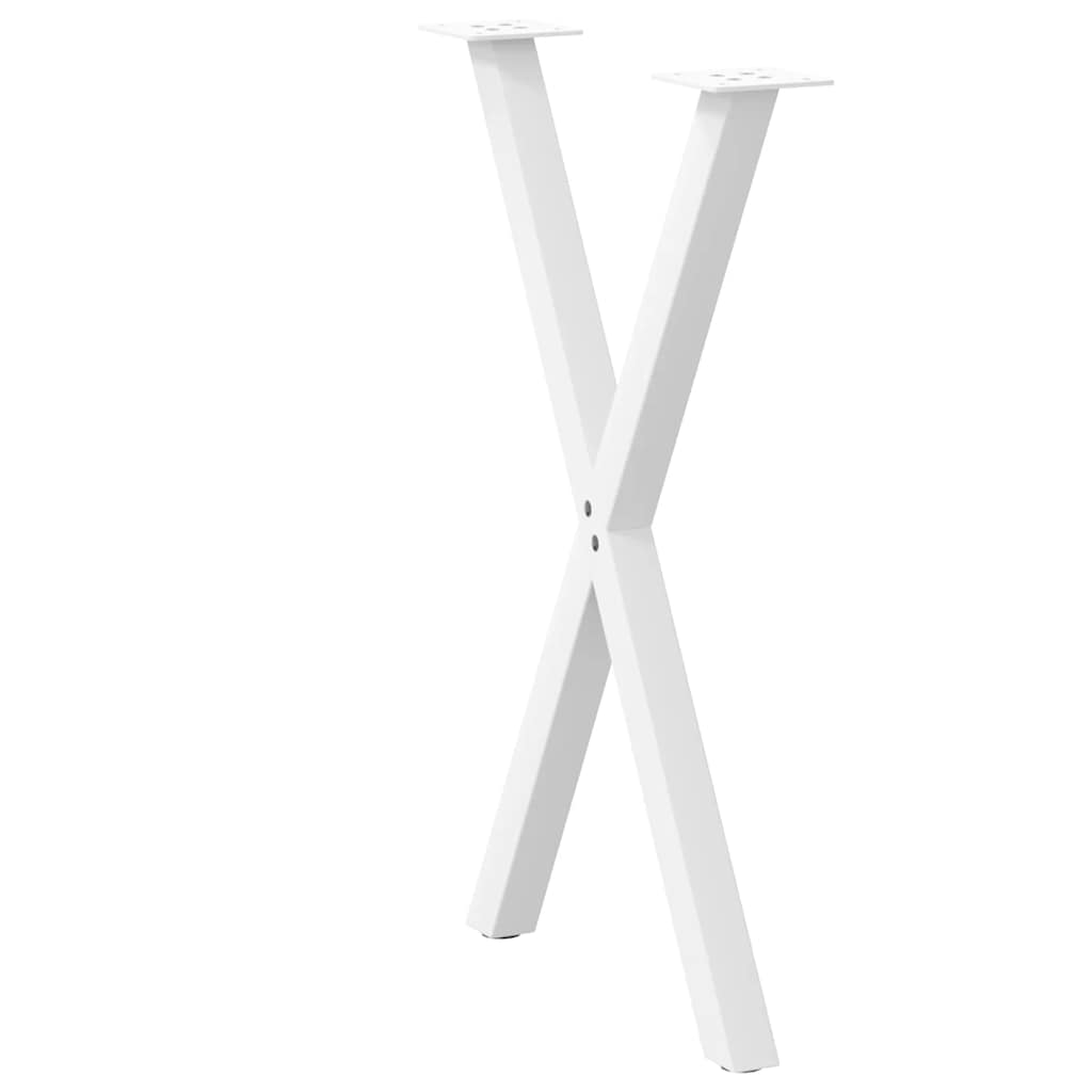 Gambe per tavolo da pranzo a forma di X 2 pz bianche 57x(72-73) cm in acciaio