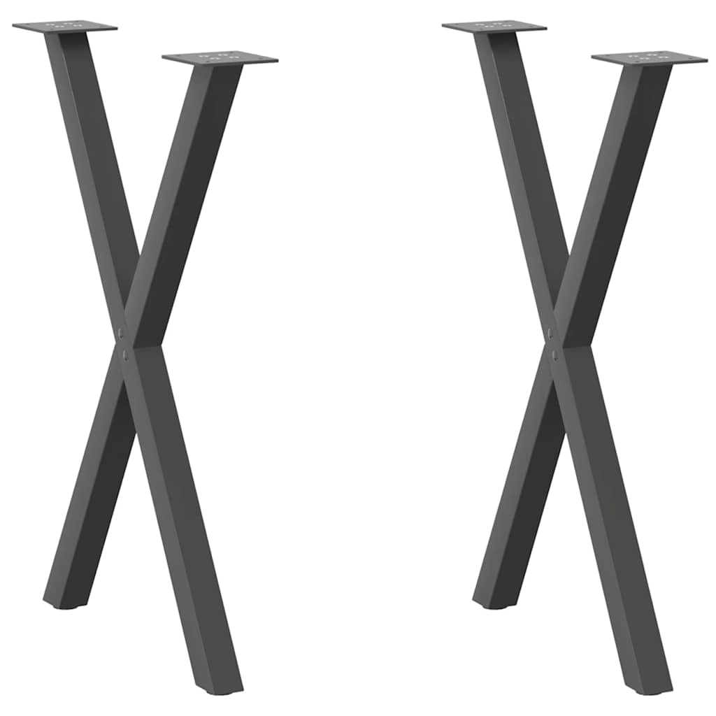 Gambe per tavolo da pranzo a forma di X 2 pz Antracite 57x(72-73) cm Acciaio