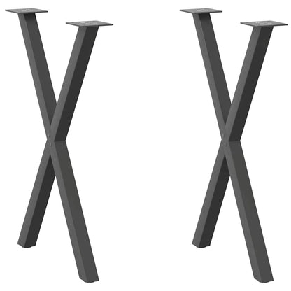 Gambe per tavolo da pranzo a forma di X 2 pz Antracite 57x(72-73) cm Acciaio