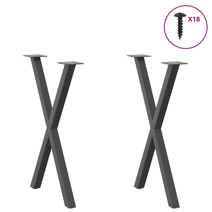 Gambe per tavolo da pranzo a forma di X 2 pz Antracite 57x(72-73) cm Acciaio