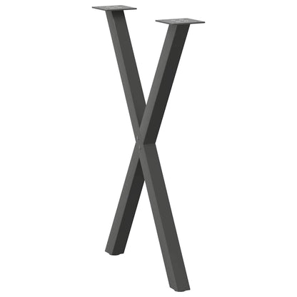 Gambe per tavolo da pranzo a forma di X 2 pz Antracite 57x(72-73) cm Acciaio