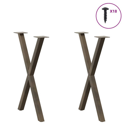 Gambe per tavolo da pranzo a forma di X 2 pz in acciaio naturale 57x(72-73) cm