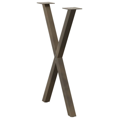 Gambe per tavolo da pranzo a forma di X 2 pz in acciaio naturale 57x(72-73) cm