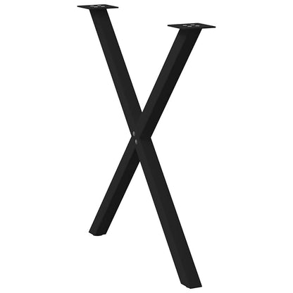 Gambe per tavolo da pranzo a forma di X 2 pz nere 70x(72-73) cm in acciaio