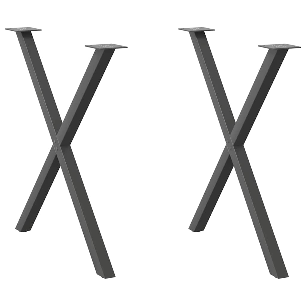 Gambe per tavolo da pranzo a forma di X 2 pz Antracite 70x(72-73) cm Acciaio