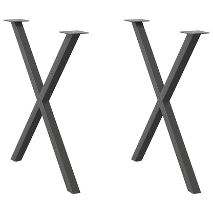 Gambe per tavolo da pranzo a forma di X 2 pz Antracite 70x(72-73) cm Acciaio