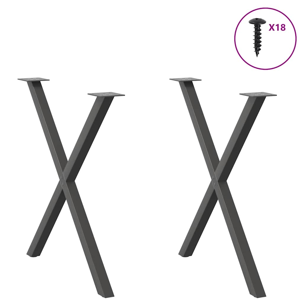 Gambe per tavolo da pranzo a forma di X 2 pz Antracite 70x(72-73) cm Acciaio