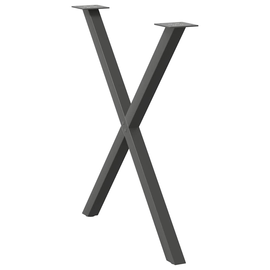 Gambe per tavolo da pranzo a forma di X 2 pz Antracite 70x(72-73) cm Acciaio