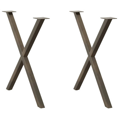 Gambe per tavolo da pranzo a forma di X 2 pz in acciaio naturale 70x(72-73) cm