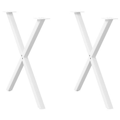 Gambe per tavolo da pranzo a forma di X 2 pz bianche 80x(72-73) cm in acciaio