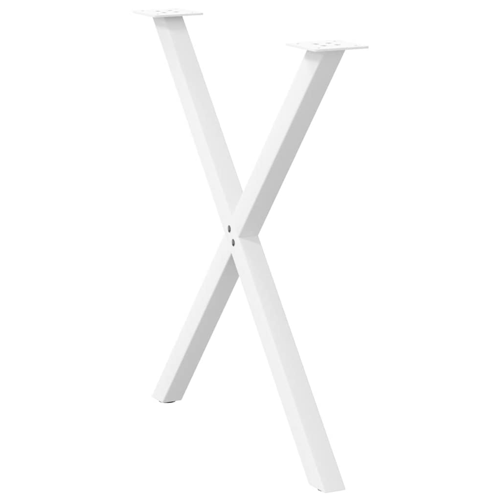 Gambe per tavolo da pranzo a forma di X 2 pz bianche 80x(72-73) cm in acciaio