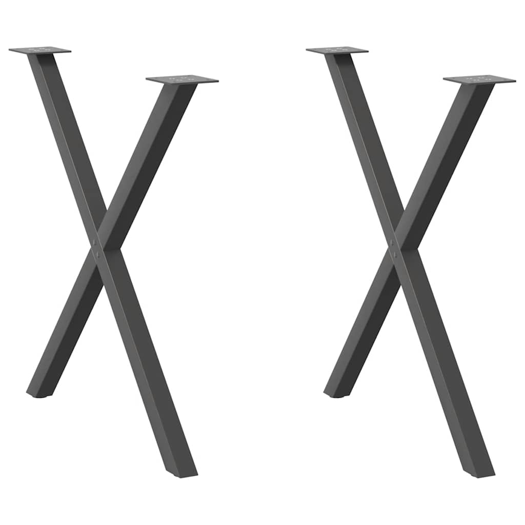 Gambe per tavolo da pranzo a forma di X 2 pz Antracite 80x(72-73) cm Acciaio