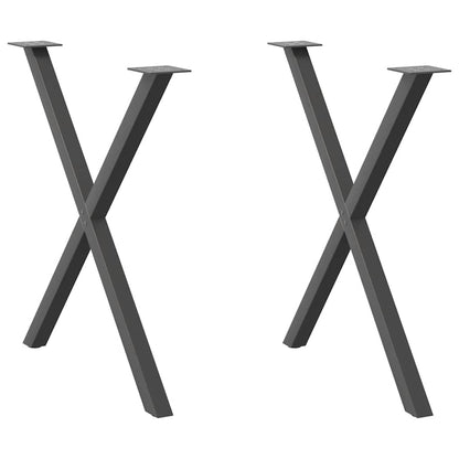 Gambe per tavolo da pranzo a forma di X 2 pz Antracite 80x(72-73) cm Acciaio