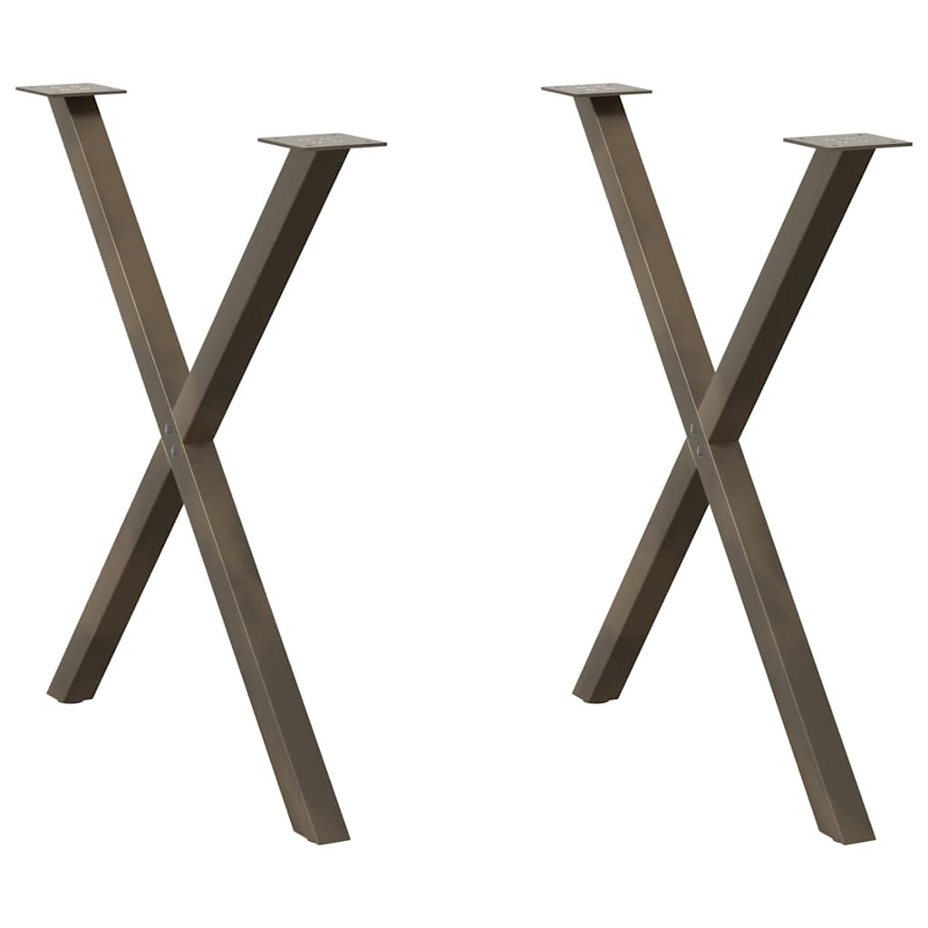 Gambe per tavolo da pranzo a forma di X 2 pz in acciaio naturale 80x(72-73) cm