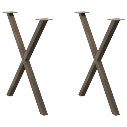 Gambe per tavolo da pranzo a forma di X 2 pz in acciaio naturale 80x(72-73) cm