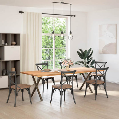 Gambe per tavolo da pranzo a forma di X 2 pz in acciaio naturale 80x(72-73) cm
