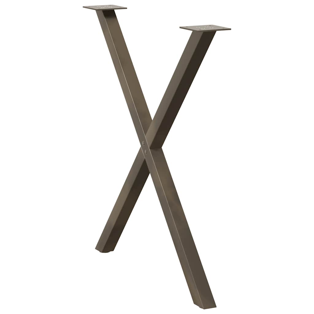 Gambe per tavolo da pranzo a forma di X 2 pz in acciaio naturale 80x(72-73) cm