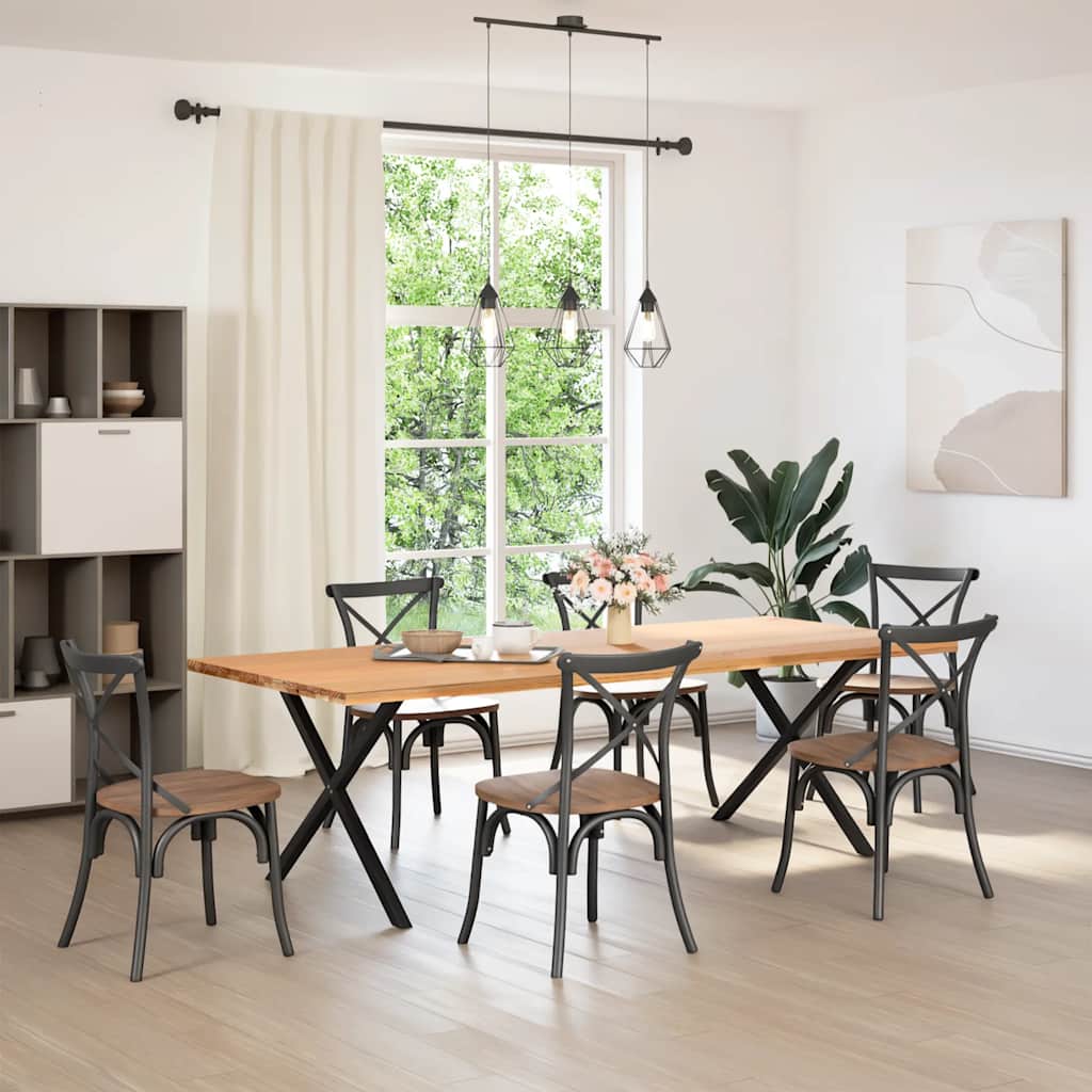 Gambe per tavolo da pranzo a forma di X 2 pz nere 90x(72-73) cm in acciaio