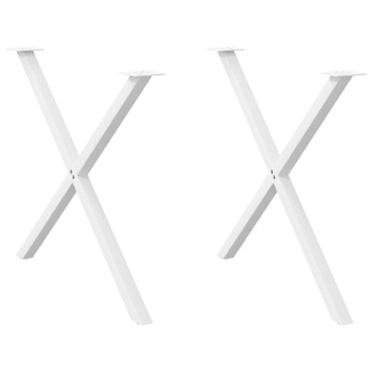 Gambe per tavolo da pranzo a forma di X 2 pz bianche 90x(72-73) cm in acciaio