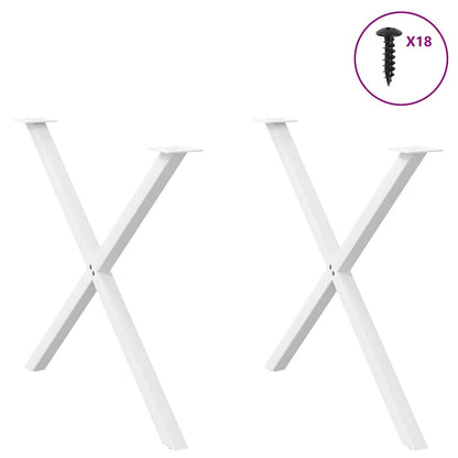 Gambe per tavolo da pranzo a forma di X 2 pz bianche 90x(72-73) cm in acciaio