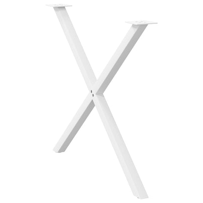 Gambe per tavolo da pranzo a forma di X 2 pz bianche 90x(72-73) cm in acciaio
