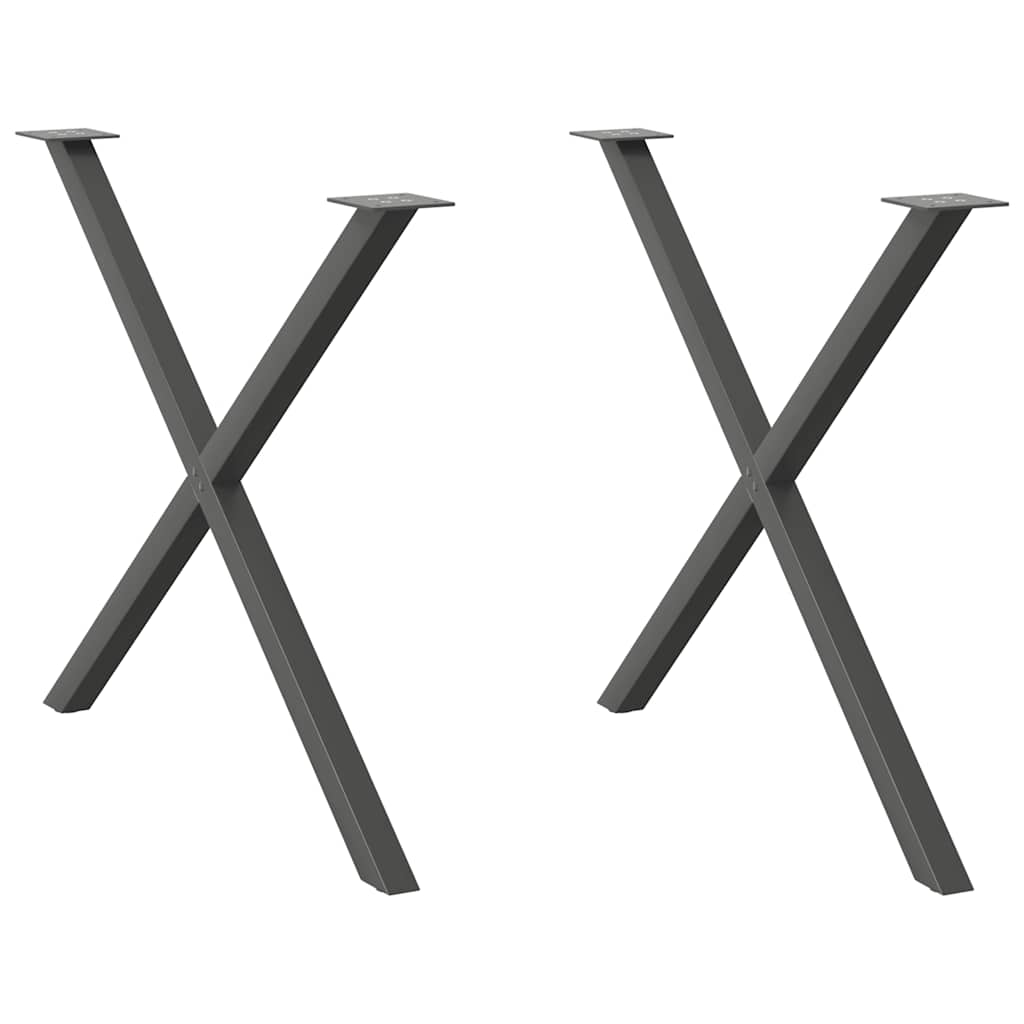 Gambe per tavolo da pranzo a forma di X 2 pz Antracite 90x(72-73) cm Acciaio