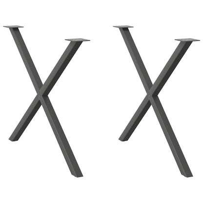 Gambe per tavolo da pranzo a forma di X 2 pz Antracite 90x(72-73) cm Acciaio
