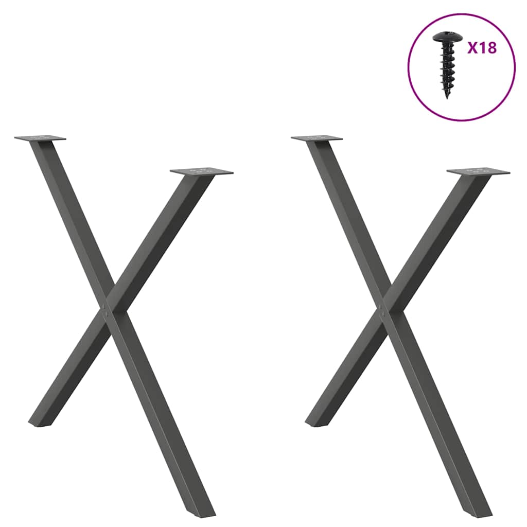 Gambe per tavolo da pranzo a forma di X 2 pz Antracite 90x(72-73) cm Acciaio
