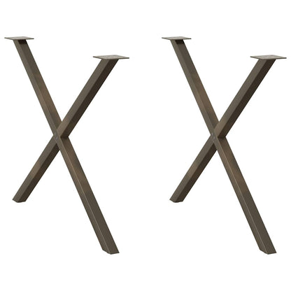 Gambe per tavolo da pranzo a forma di X 2 pz in acciaio naturale 90x(72-73) cm