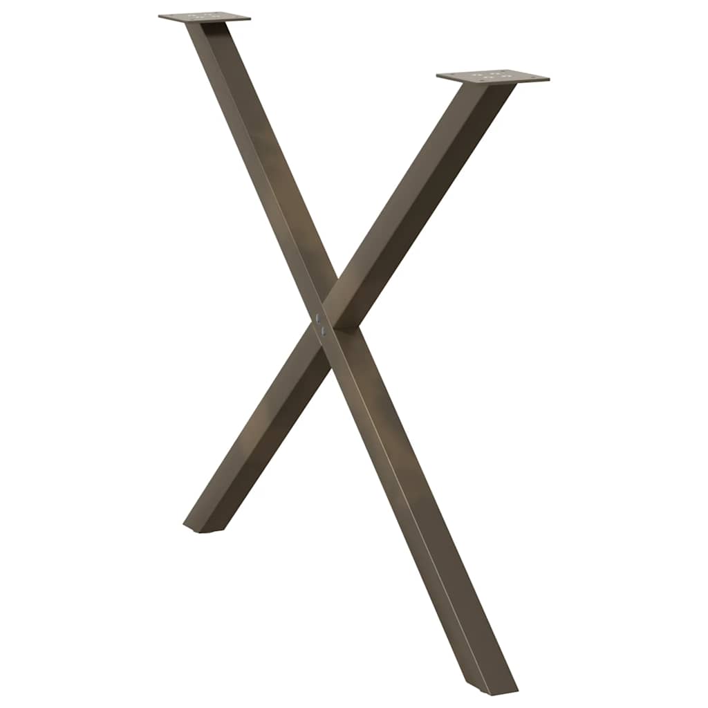 Gambe per tavolo da pranzo a forma di X 2 pz in acciaio naturale 90x(72-73) cm