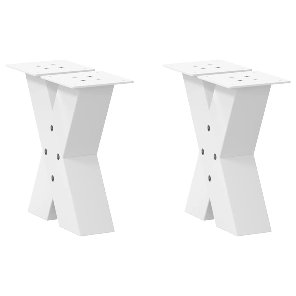 Gambe per Tavolino da CaffÃ¨ a Forma di X 2 pz Bianche 30x(30-31) cm Acciaio