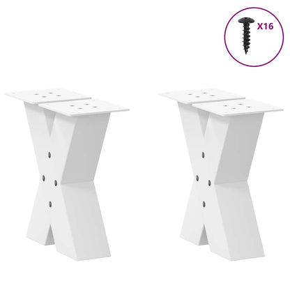 Gambe per Tavolino da CaffÃ¨ a Forma di X 2 pz Bianche 30x(30-31) cm Acciaio