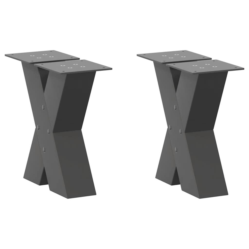 Gambe per Tavolino da CaffÃ¨ a Forma di X 2 pz Antracite 30x(30-31) cm Acciaio