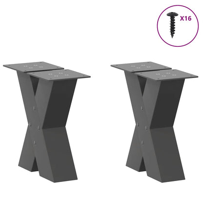 Gambe per Tavolino da CaffÃ¨ a Forma di X 2 pz Antracite 30x(30-31) cm Acciaio