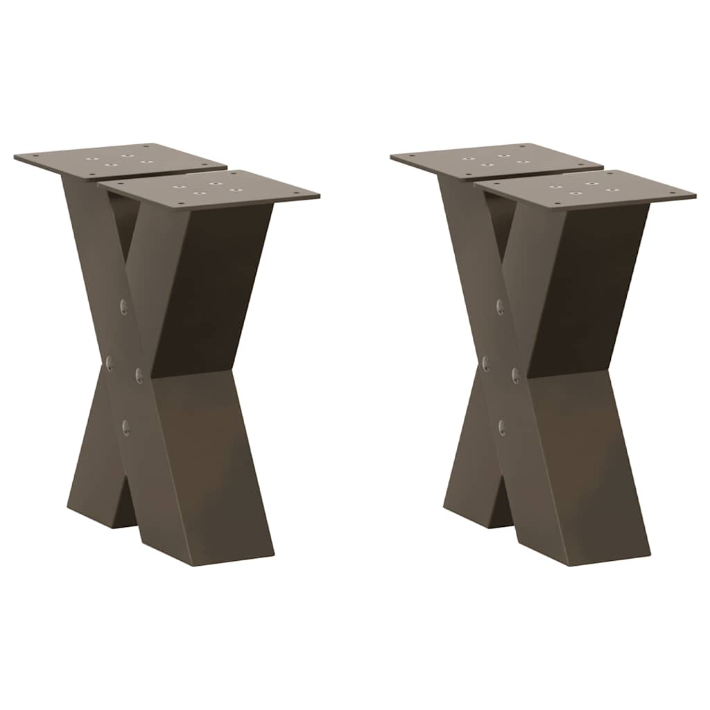 Gambe per Tavolino da CaffÃ¨ a Forma di X 2 pz Acciaio Naturale 30x(30-31) cm Acciaio