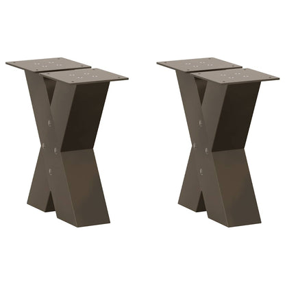 Gambe per Tavolino da CaffÃ¨ a Forma di X 2 pz Acciaio Naturale 30x(30-31) cm Acciaio