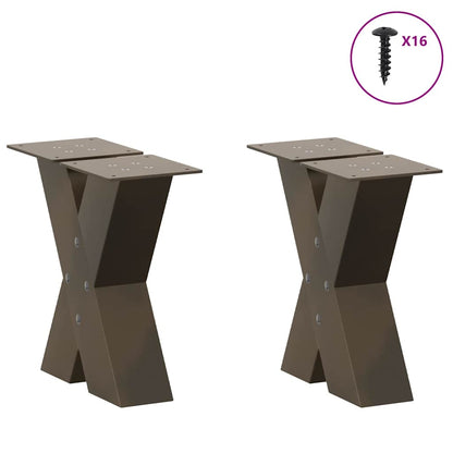 Gambe per Tavolino da CaffÃ¨ a Forma di X 2 pz Acciaio Naturale 30x(30-31) cm Acciaio