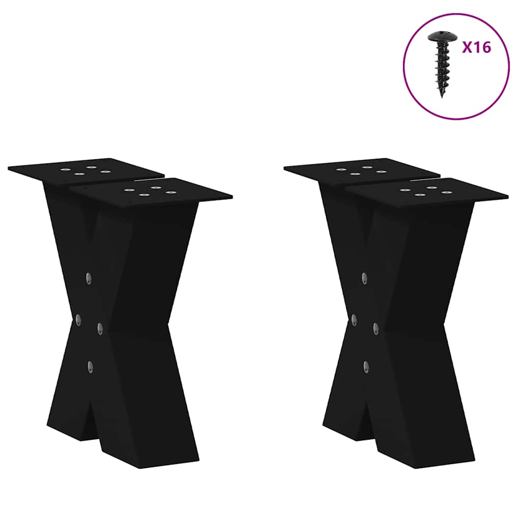 Gambe per Tavolino da CaffÃ¨ a Forma di X 2 pz Nere 40x(30-31) cm Acciaio