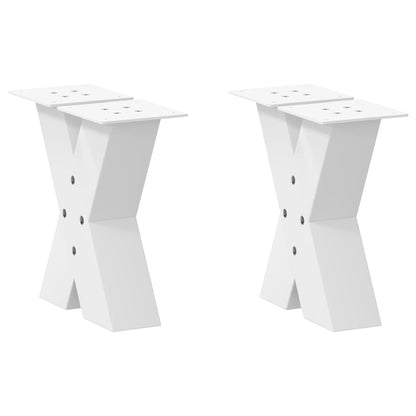 Gambe per Tavolino da CaffÃ¨ a Forma di X 2 pz Bianche 40x(30-31) cm Acciaio