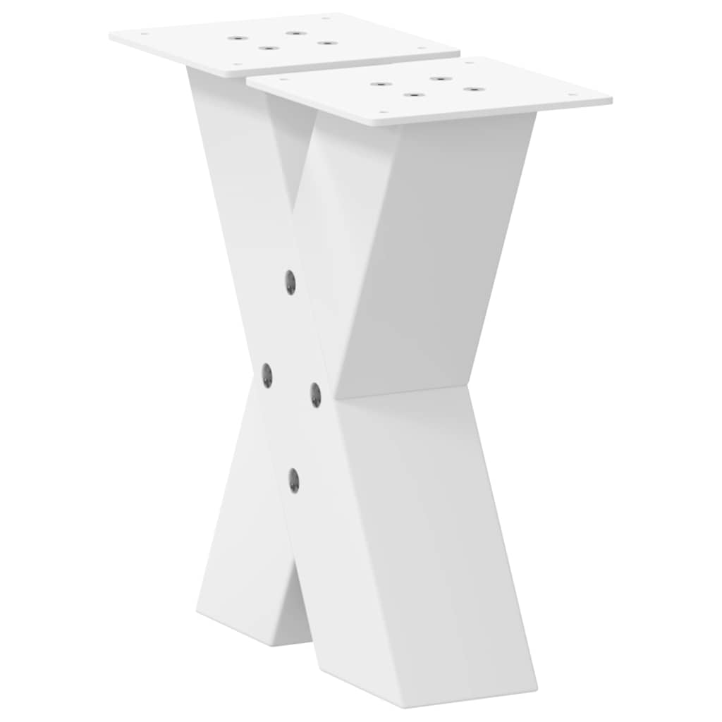 Gambe per Tavolino da CaffÃ¨ a Forma di X 2 pz Bianche 40x(30-31) cm Acciaio