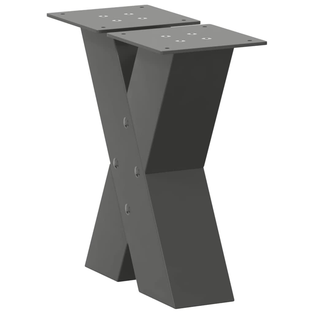 Gambe per Tavolino da CaffÃ¨ a Forma di X 2 pz Antracite 40x(30-31) cm Acciaio