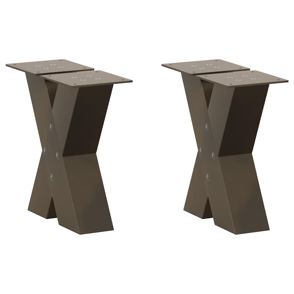 Gambe per Tavolino da CaffÃ¨ a Forma di X 2 pz Acciaio Naturale 40x(30-31) cm Acciaio