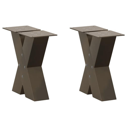 Gambe per Tavolino da CaffÃ¨ a Forma di X 2 pz Acciaio Naturale 40x(30-31) cm Acciaio