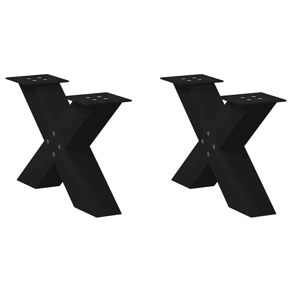 Gambe per Tavolino da CaffÃ¨ a X 2 pz Nere 50x(30-31) cm Acciaio