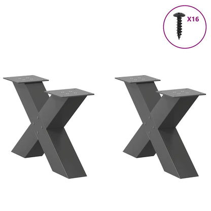 Gambe per Tavolino da CaffÃ¨ a Forma di X 2 pz Antracite 50x(30-31) cm Acciaio