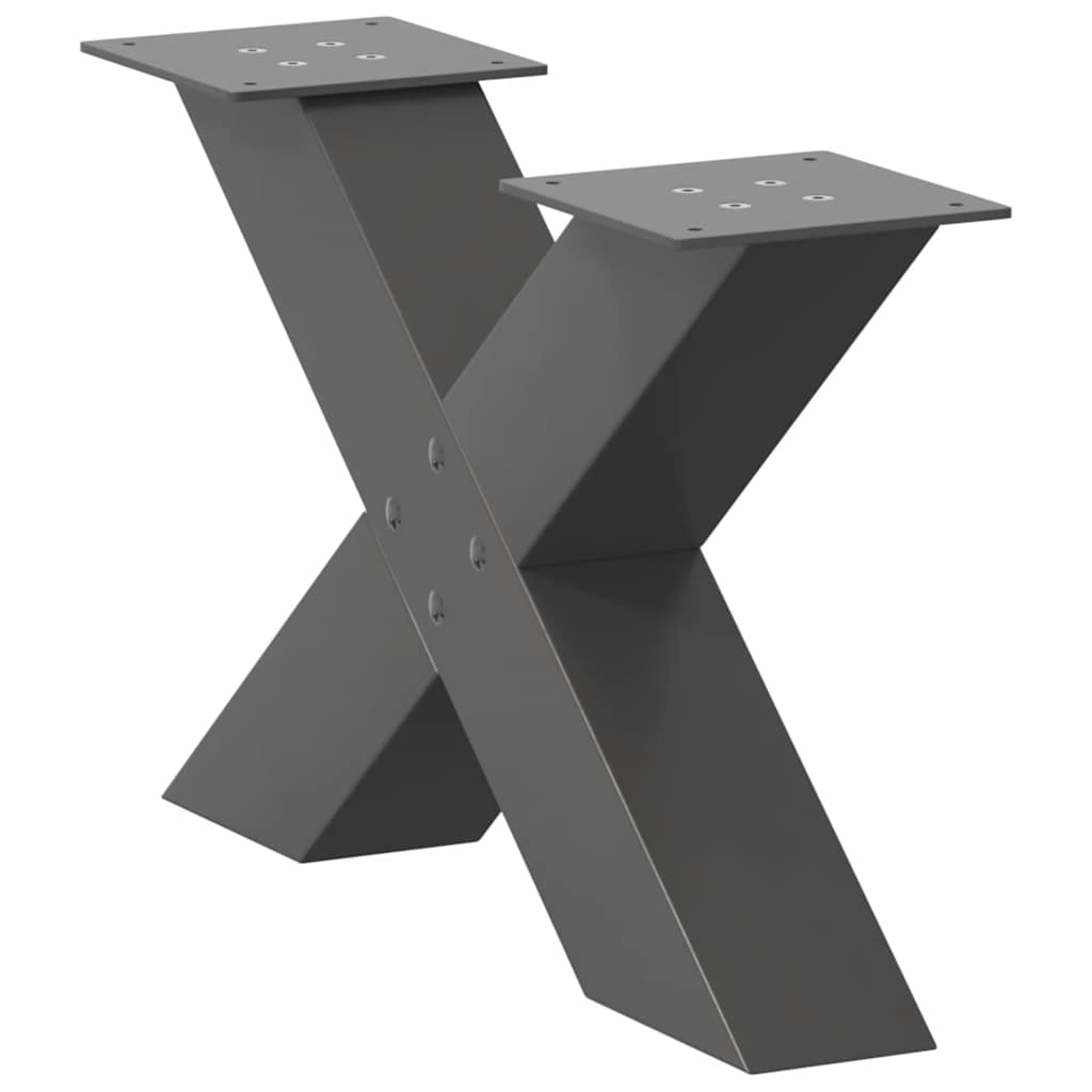 Gambe per Tavolino da CaffÃ¨ a Forma di X 2 pz Antracite 50x(30-31) cm Acciaio