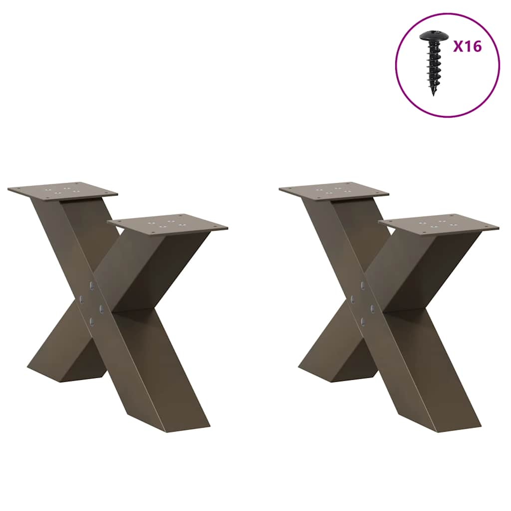 Gambe per Tavolino da CaffÃ¨ a Forma di X 2 pz Acciaio Naturale 50x(30-31) cm Acciaio