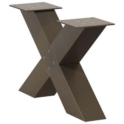 Gambe per Tavolino da CaffÃ¨ a Forma di X 2 pz Acciaio Naturale 50x(30-31) cm Acciaio