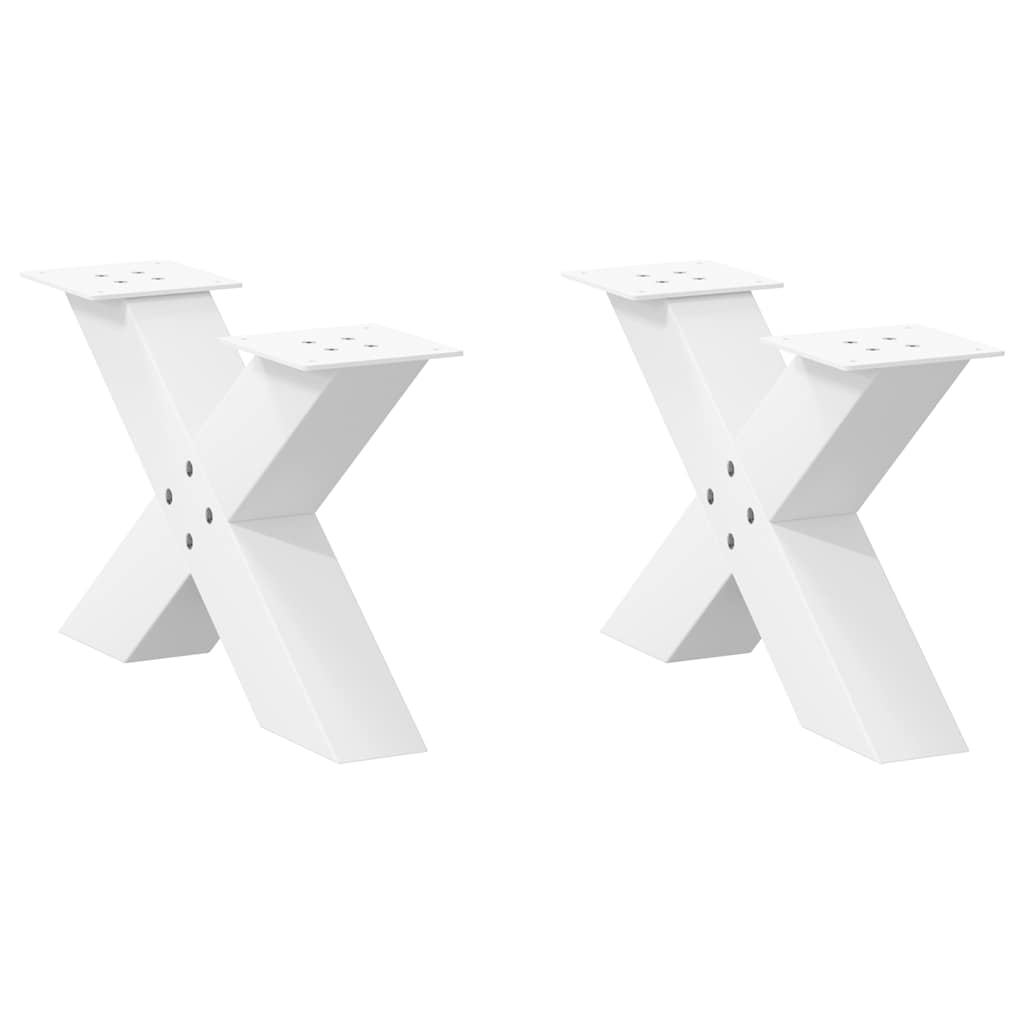 Gambe per Tavolino da CaffÃ¨ a Forma di X 2 pz Bianche 60x(30-31) cm Acciaio