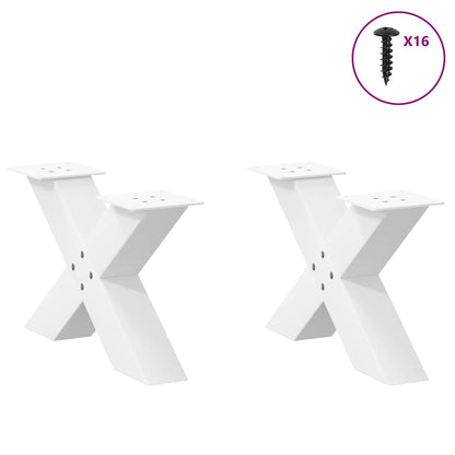 Gambe per Tavolino da CaffÃ¨ a Forma di X 2 pz Bianche 60x(30-31) cm Acciaio